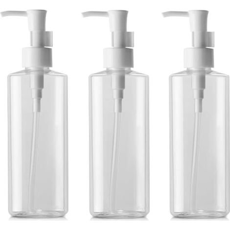 Clear Plastic Bottles with Pump, Refillable Dispensers 50ml, 100ml, 120ml, 150ml and 200ml, Set of 3, for Travel (1/5)