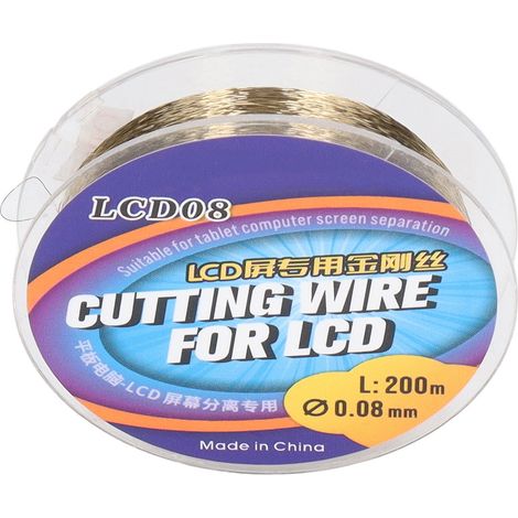 Fil de découpe écran LCD 0,08mm, 200m, séparation écran, ligne coupe acier haute dureté, outil réparation téléphone (1/5)