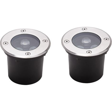 Confezione da 2 faretti LED da incasso per esterni - Luce da giardino per interni - Faretto LED da incasso interrato per esterni impermeabile IP66, in alluminio e vetro temperato (verde, AC85-245V (3W (1/5)