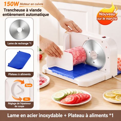 Trancheuse modèle roi du tranchage électrique épaisseur réglable par bouton avec déflecteur protège-mains offert 1 lame de rechange 37 × 15 × 23 cm 2,5 kg – Livraison gratuite