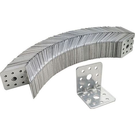 Connecteur d'angle 73 x 73 x 55 mm avec Nervure Équerre Perforée Connecteur pour le Bois Argent Lot de 10 Pièces (1/4)