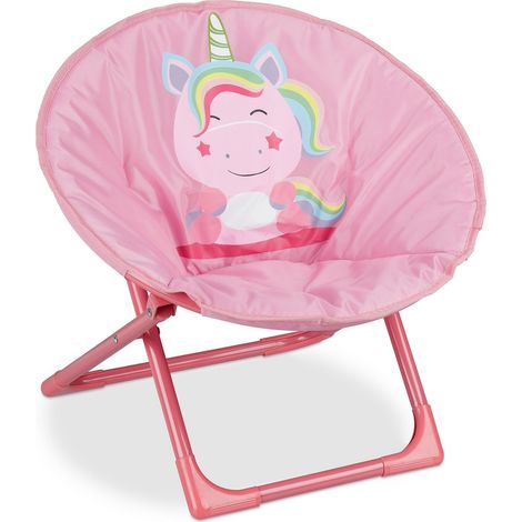 Fauteuil pour Enfant, Pliant, Licorne, H x L x P : 47 x 50 x 48 cm, pour intérieur ou extérieur, Rose (1/5)