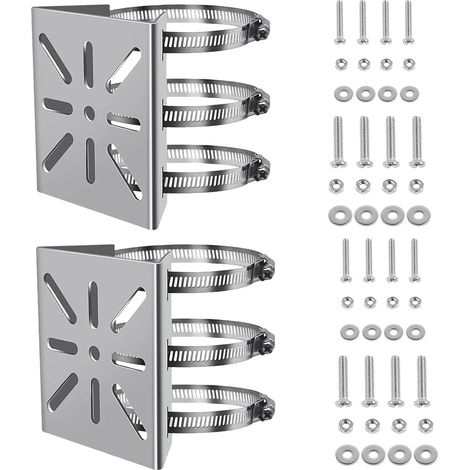 2 Pièces Universel Montage sur Poteau Vertical Support de Mât Support Universel pour Caméra de Surveillance Support Camera Exterieur Montage Vertical pour Caméra de Surveillance Caméras CCTV (1/5)