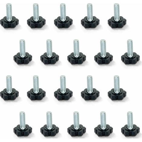 Möbelnivellierfüße, M6x30mm Gewinde, 20er-Pack, Schwarz/Silber
