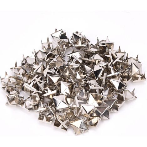 100 Rivets Carrés en Cuivre Laiton 9mm pour Décoration Cuir, Accessoires Vêtements Chaussures Sacs, Argent (1/5)