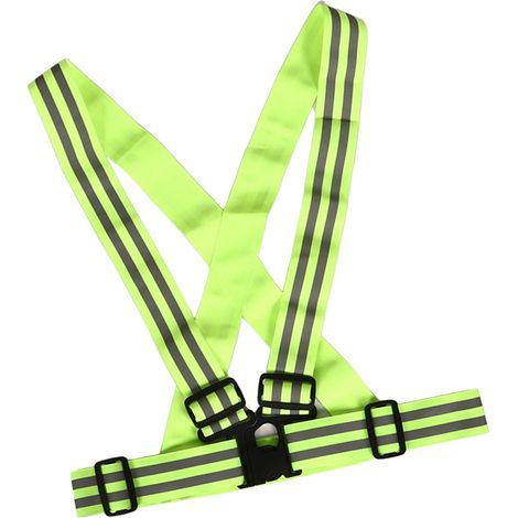 Gilet réfléchissant, haute visibilité, élastique, léger, confortable et sûr ceinture réfléchissante adaptée à la course à pied, au vélo et à la marche nocturne vert. (1/5)