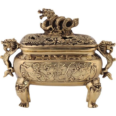 1 Support en bronze cuivré antique dragon chinois brûle-encens décoration intérieure (1/5)