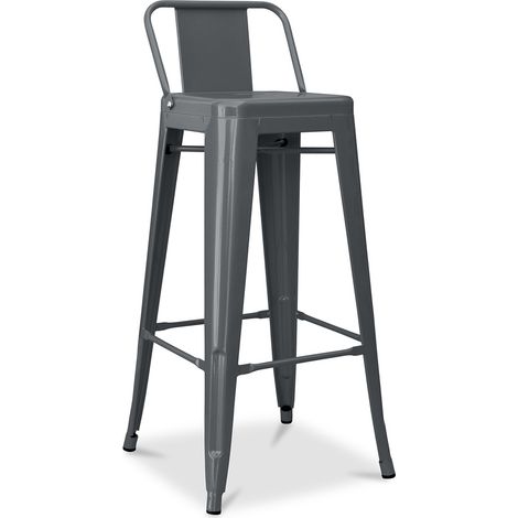 Barhocker mit Rückenlehne - Industriedesign - 76cm - New Edition - Stylix Dunkelgrau