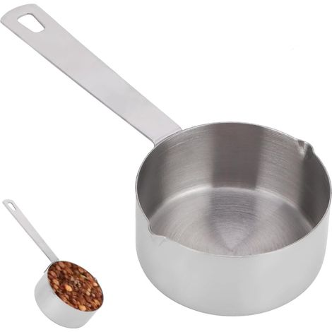 APEX 250 ml CuillèRe Mesure En MéTal Tasse, Acier Inoxydable Double Bouche InverséE Fournitures Cuisine RèGle Doseurs Pour (1/5)