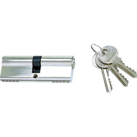 Meeth – Cylindre 40/40 avec 3 clés – Fonction d'urgence – Pour portes en PVC et aluminium – Entraxe 70mm – Finition nickelée