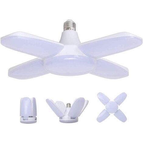Lampe Garage E27 60W 6800LM avec 4 Panneaux Déformables, Éclairage LED Blanc Froid pour Atelier et Espaces Industriels (1/5)