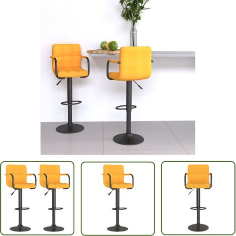 vidaXL Tabourets de bar lot de 2 jaune moutarde tissu (1/5)