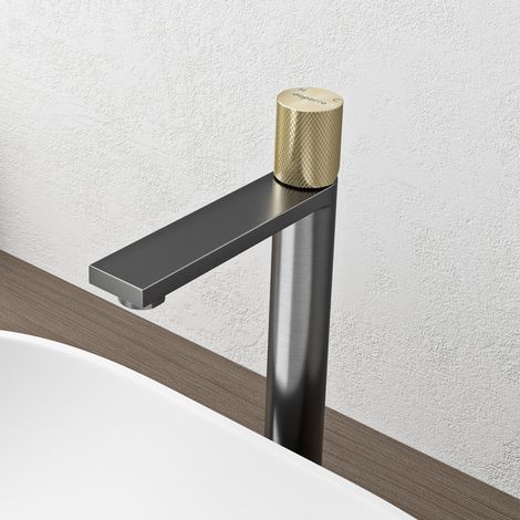 doporro Grifo Alto de Lavabo de Acero Inoxidable 304, Acabado Gris, Cartucho Cerámico, Altura 29 cm, Aireador Desmontable, Fino-01H (1/5)