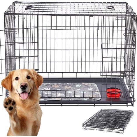 AREBOS Gabbia per cani XL Cassa per cani Box per il trasporto di cani (1/5)