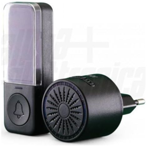Kit campanello wireless nero con pulsante cinetico (1/5)