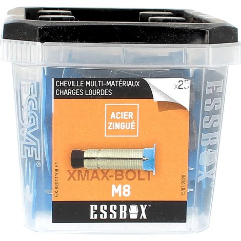 ESSBOX de 25 Chevilles à Expansion Multi-Matériaux M8 Acier (6 Plots) (1/2)