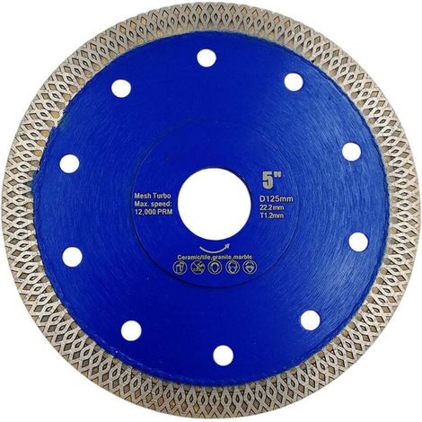 Disque Diamant 125mm à Tronçonner Ø125x22,23x H10 mm, 1,2mm Extra Finavec X Maille Turbo Lame pour Tuile Marbre Granit Céramique (1/5)