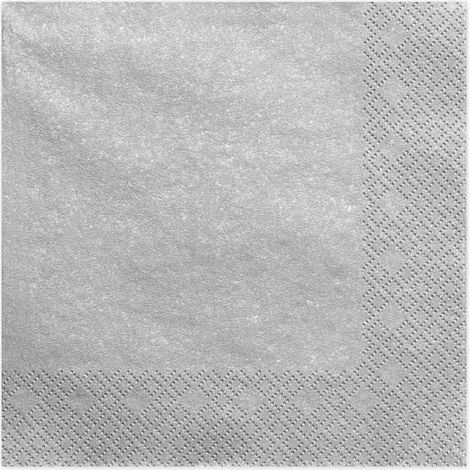 Tovaglioli a tre strati, argento metallizzato, 33x33cm (1 confezione / 20 pezzi)