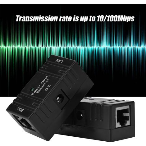 Lot de 2 modules d'alimentation PoE RJ45, injecteur PoE, adaptateur Ethernet pour caméra IP réseau (noir). (1/5)