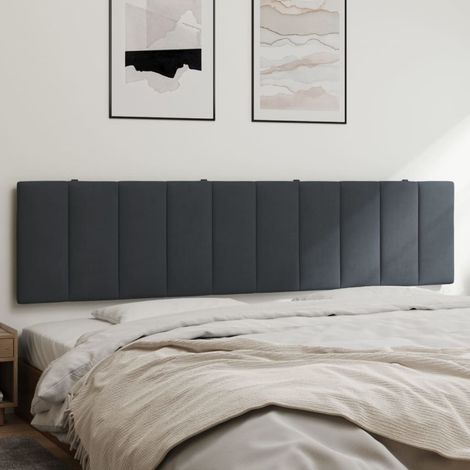 vidaXL Coussin de tête de lit Hanko gris foncé 193 cm velours (1/5)