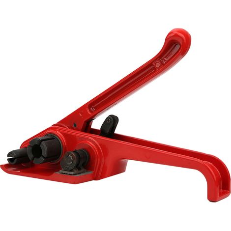 Tendeur de feuillard manuel rouge, outil combiné sans soudure, pour ruban PET/PP de 16 à 19 mm (rouge)