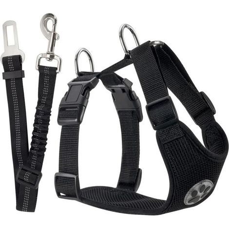 Hundegeschirr mit Autosicherheitsgurt (schwarz, M) (1/5)