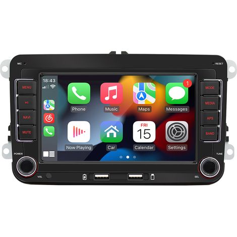 Autoradio Android 13 2 Din avec GPS 7" – CarPlay sans fil – Bluetooth/USB/FM/RDS – Compatible VW Golf 5 6 Polo Skoda Caddy T5 Passat (1/5)