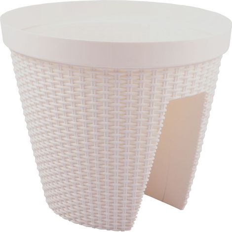Geländertopf Rattan-Optik Balkontopf Balkonkasten Hängetopf Blumentopf Balkon - cremeweiß