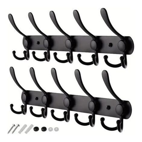 Porte Manteau Mural, Bois Crochet Manteau Rangement Mural Patère Mural Rond Wood Wall Hanging Hooks Lot de 6  (Couleur Noyer Noir)