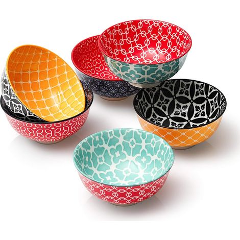 Bols à Dessert en Porcelaine, 300ml Petits Bols à Soupe, Couleurs Vives, Bol à Céréale pour Petit Dejeuner, Riz, Soupe Miso, Crème Glacée, Dessert, Léger (1/5)