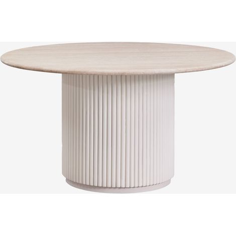 Mesa de comedor redonda en piedra natural y madera de mango Giselda SKLUM         Ø140 cm (1/5)