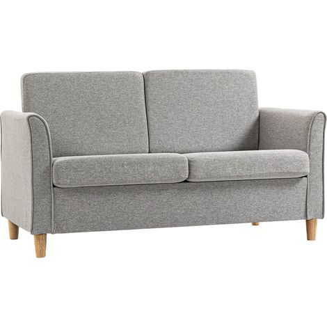 Modern Light Grey Compact Loveseat Sofa for Living Room with Wooden Legs and Armrests,Stylish 2-Seater Furniture for Small Spaces (1/5)