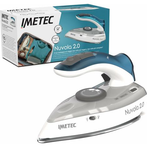 Imetec Nuvola 2.0 - Fer à repasser de vapeur de voyage - Semelle de acier inoxydable - 1000 watts - Compact et léger - Poignée pliable - Mallette de transport de voyage - Double tension - Carrera de v (1/2)