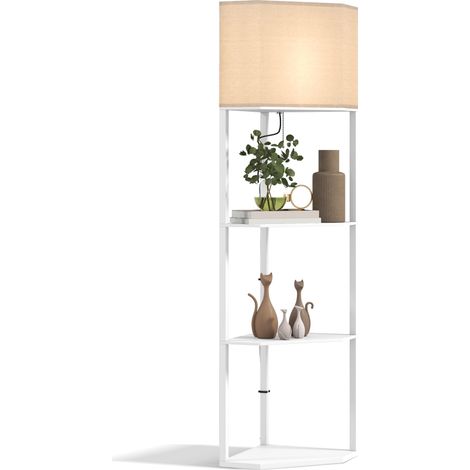 Three-Shelf Corner Floor Lamp - White