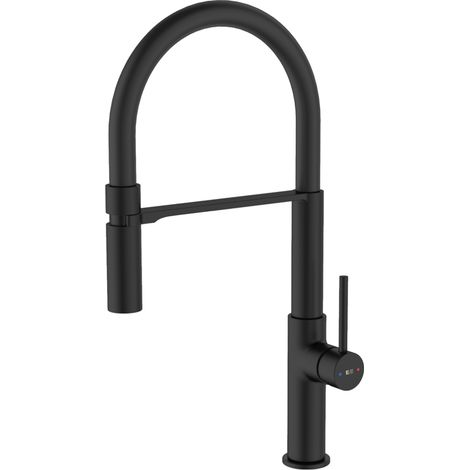 Essebagno Magneto Mezclador monomando de fregadero con teleducha negro
