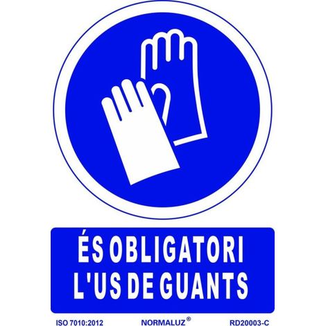 Señal de obligación en Catalán "És Obligatori L´Ús De Guants" SEKURECO