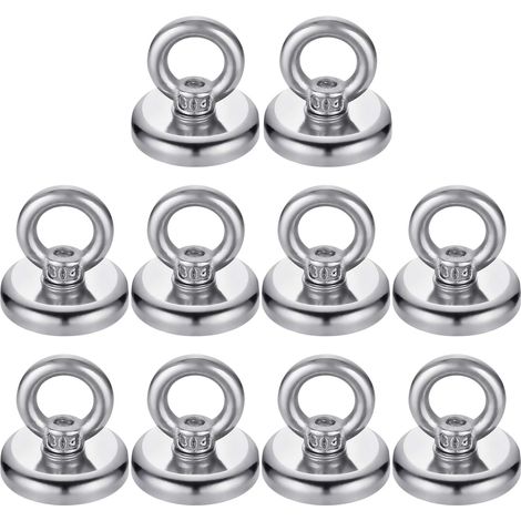 40 Pfund (18 kg) schwere Magnethaken, superstarke Neodym-Magnethaken mit Senkloch-Ringschraube für Zuhause, Küche, Arbeitsplatz, Büro und Garage – 10er-Pack