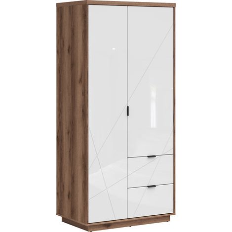 Armario 2 puertas 2 cajones Sven Blanco y Madera (1/4)