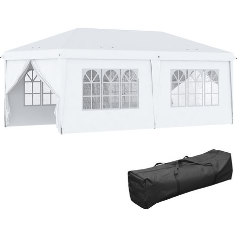 3x6m Pop-Up Gazebo, with Curtain Walls Windows, White (1/5)