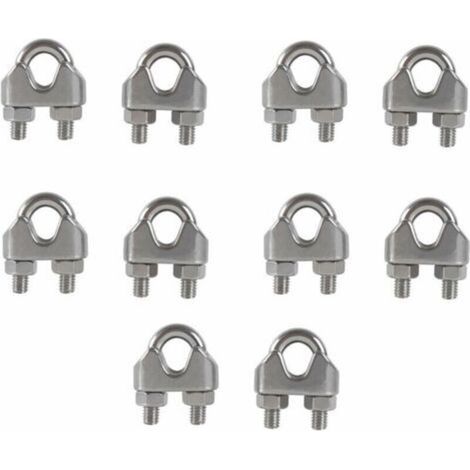 SHINING HOUSE M8 Serre-câbles Etrier U Boulon Clip de Câble 304 Acier inoxydable Selle de pince de Câble Câble métallique Clips pour etendoir linge exterieur10PCS (1/5)