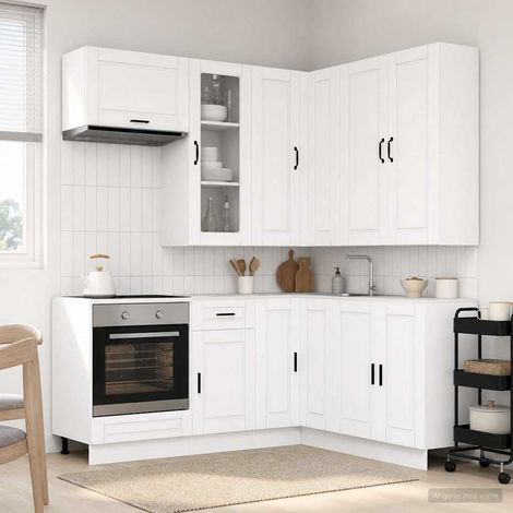 Meubles de cuisine 8 pièces avec meubles hauts et bas Blanc bois d’ingénierie - PANGIVO (1/5)