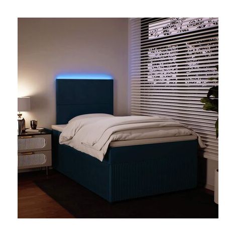 Sommier de style Snowco et matelas en velours bleu de 120 × 190 cm, velours doux et confortable, idéal chambre à coucher, style moderne, montage simple (1/5)