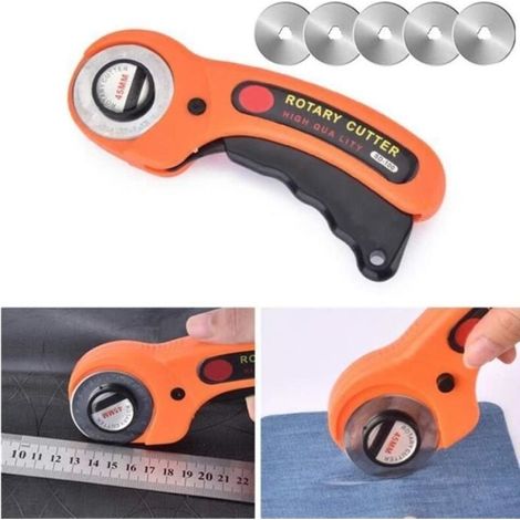 Cortador rotativo de 45mm de retales de cuero con 5 cuchillas circulares, repuesto Universal para manos izquierda y derecha, cuchilla para manualidades de álbumes de recortes (1/4)