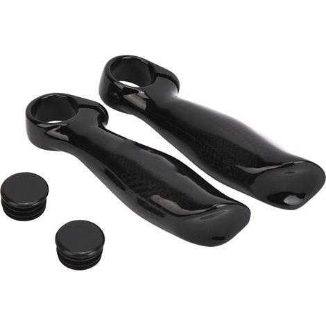 Poignées de guidon vélo carbone 1 paire, embouts de guidon lumineux pour VTT route, bar ends ergonomiques, accessoires cyclisme haute visibilité (1/5)