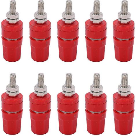 Bornier de raccordement 4,0 mm, fiches bananes 24 A, pour amplificateur de haut-parleur, borne rouge. (1/5)