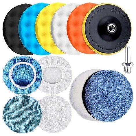 13 Pièces Éponge de Polissage 5"/150mm Tampon de Polissage Laine Polissage avec Adaptateur pour Auto Polissage Voiture (1/5)