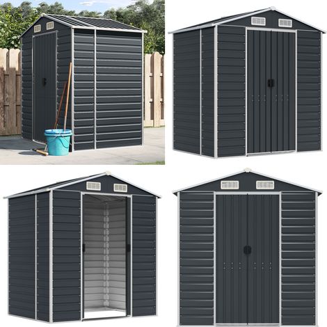 Abri de jardin anthracite 191x130x198 cm acier galvanisé - Abri De Jardin - Abri Métallique - Rangement Extérieur - Stockage Jardin - Outillage - Home & Living