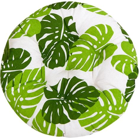 Coussin d'assise rond pour chaise en coton et lin dimensions 50 x 50 cm pour salle à manger jardin intérieur et extérieur couleur verte (1/5)