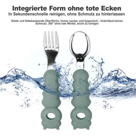 Babybesteck-Set – mit Kindergabel und Babylöffel aus Edelstahl. Lernbesteck für (1/5)