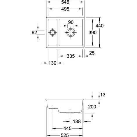 Villeroy & Boch 675800i4 Évier sous-plan Subway 60 XU 545x440mm